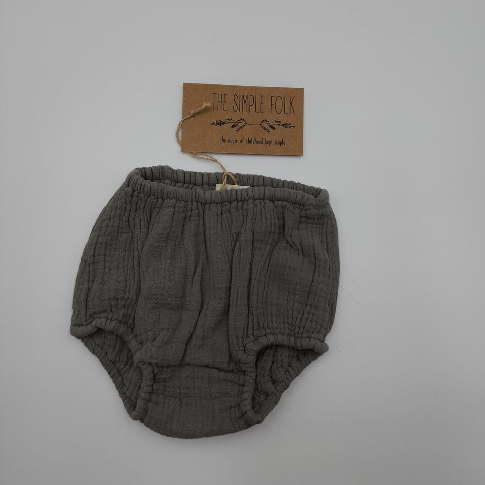 The Simple Folk The Muslin Bloomer in Lead Gray Size 9/12 Months